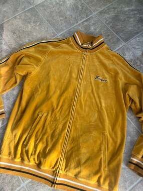 Vintage Enyce Velour Track Jacket Mustard Gold Y2K Streetwear Size XXL